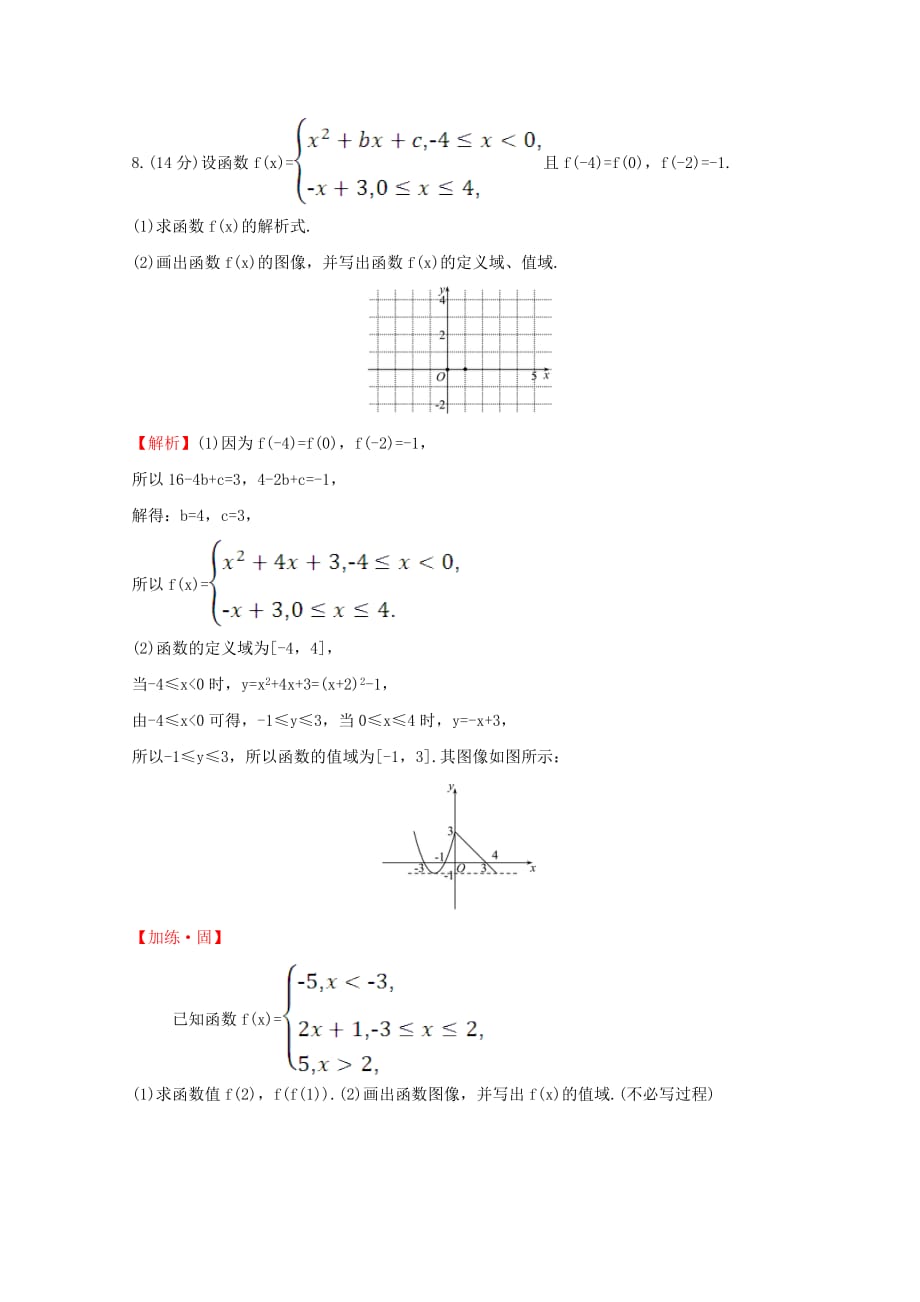 2020版新教材高中数学 课时素养评价二十一 分段函数 新人教B版必修1（通用）_第4页