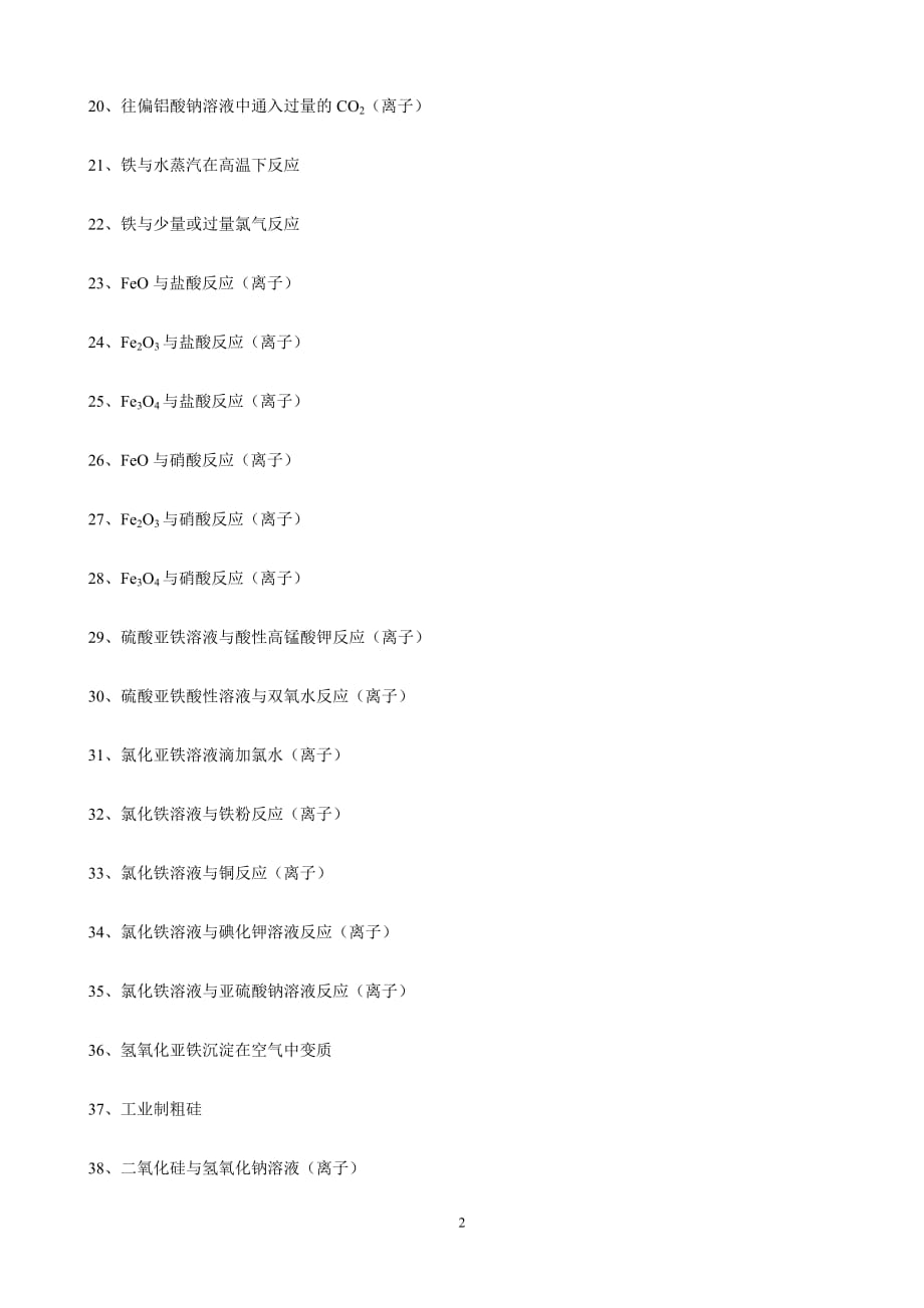 最新高中化学重要化学方程式_第2页