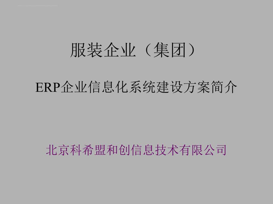 服装企业（集团）ERP企业信息化系统建设方案简介（PPT32页）_第1页
