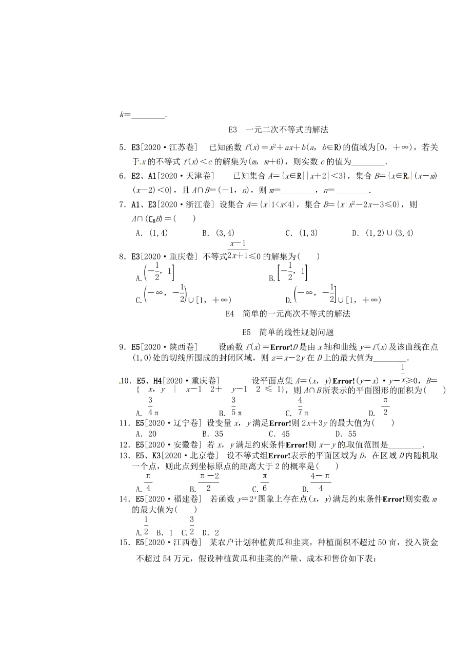 河北省高考数学二轮复习 不等式 新人教版（通用）_第3页