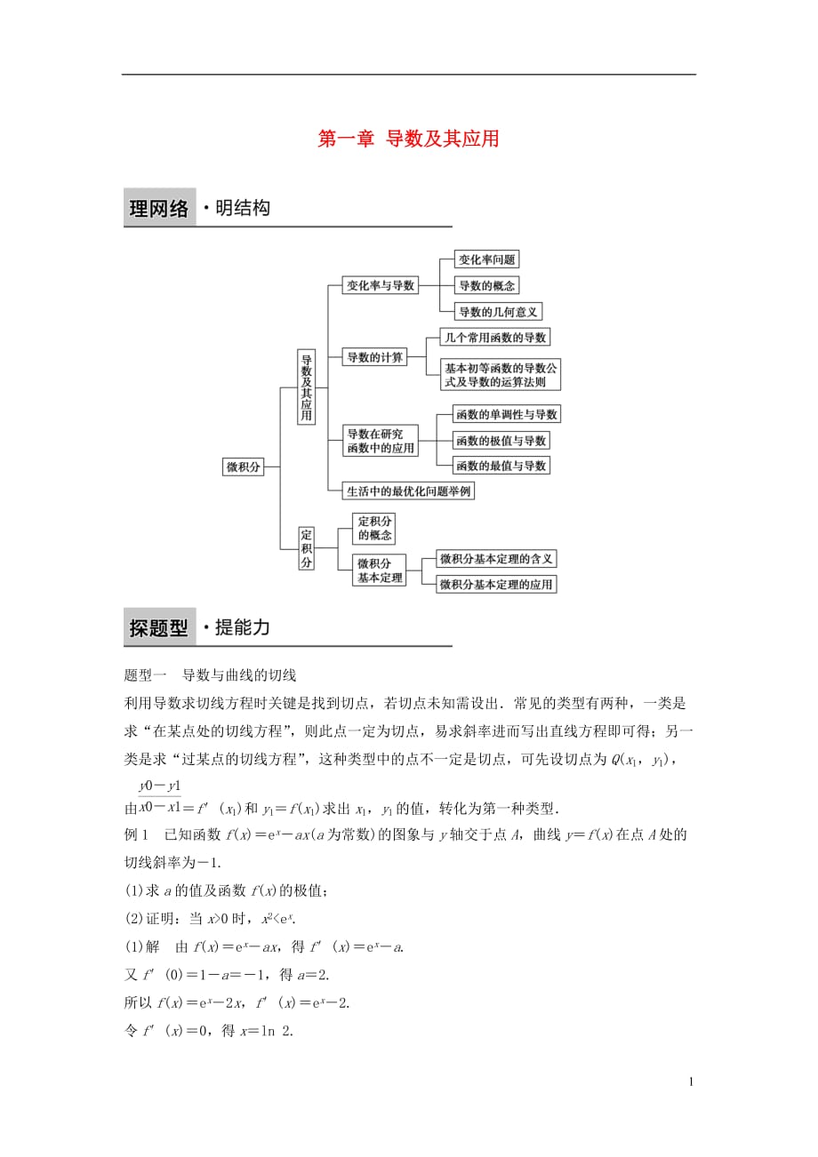 高中数学第一章导数及其应用章末复习课学案新人教B选修2-2_第1页