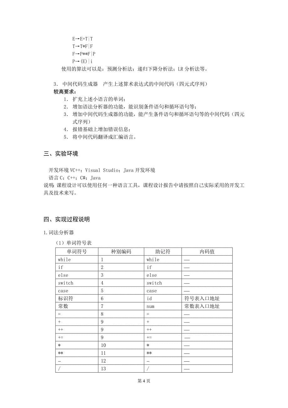 编译技术课程设计报告-词法分析、语法分析、中间代码生成-公开DOC·毕业论文_第5页