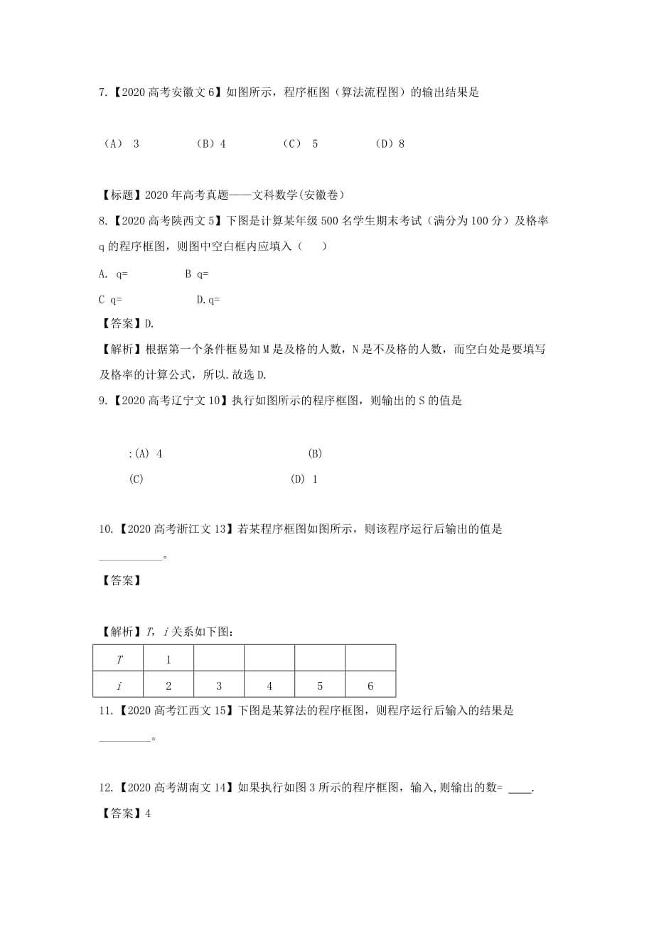 备战2020高考数学 6年高考母题精解精析专题15 算法框图 文（通用）_第2页