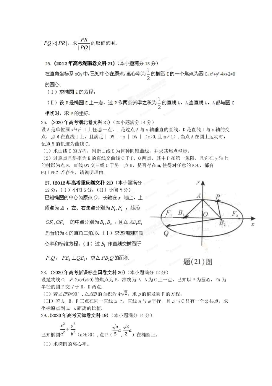 2020年高考数学 试题解析分项版之专题10 圆锥曲线--学生版 文（通用）_第5页