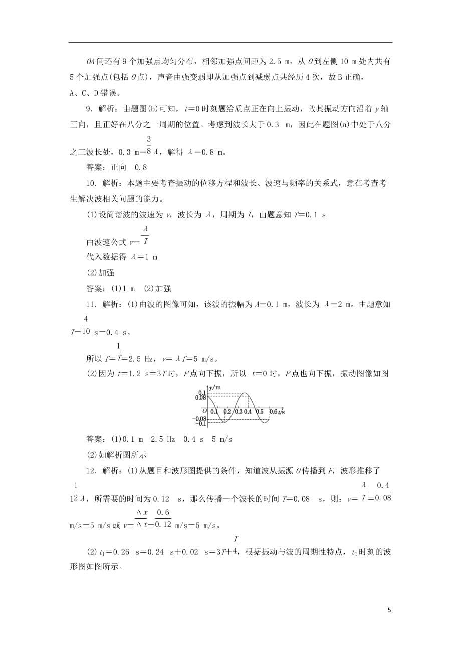 高中物理章末通关演练（二）机械波鲁科选修3-4_第5页