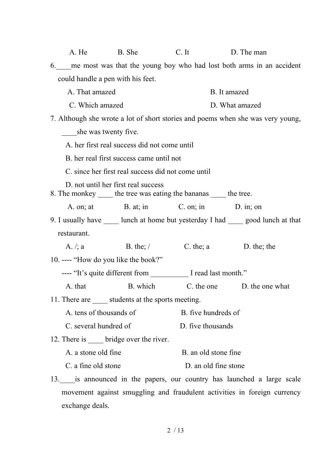 《英语语法》期末试卷(A)11-12(2)_第2页