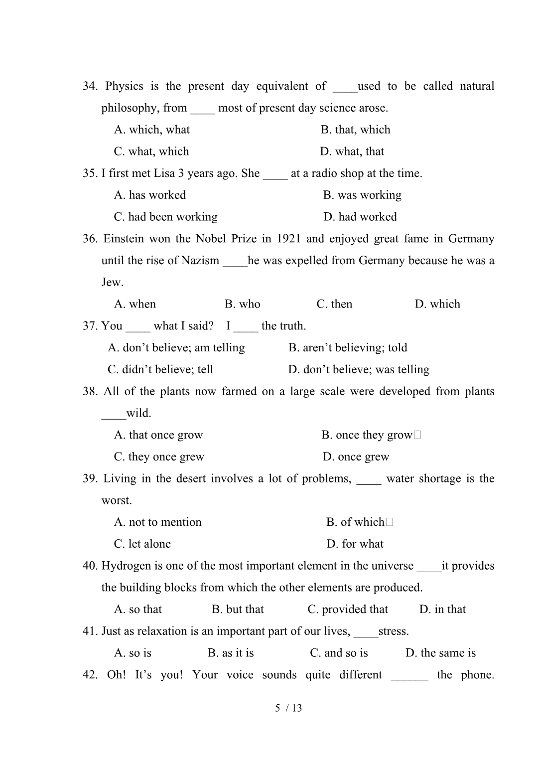 《英语语法》期末试卷(A)11-12(2)_第5页