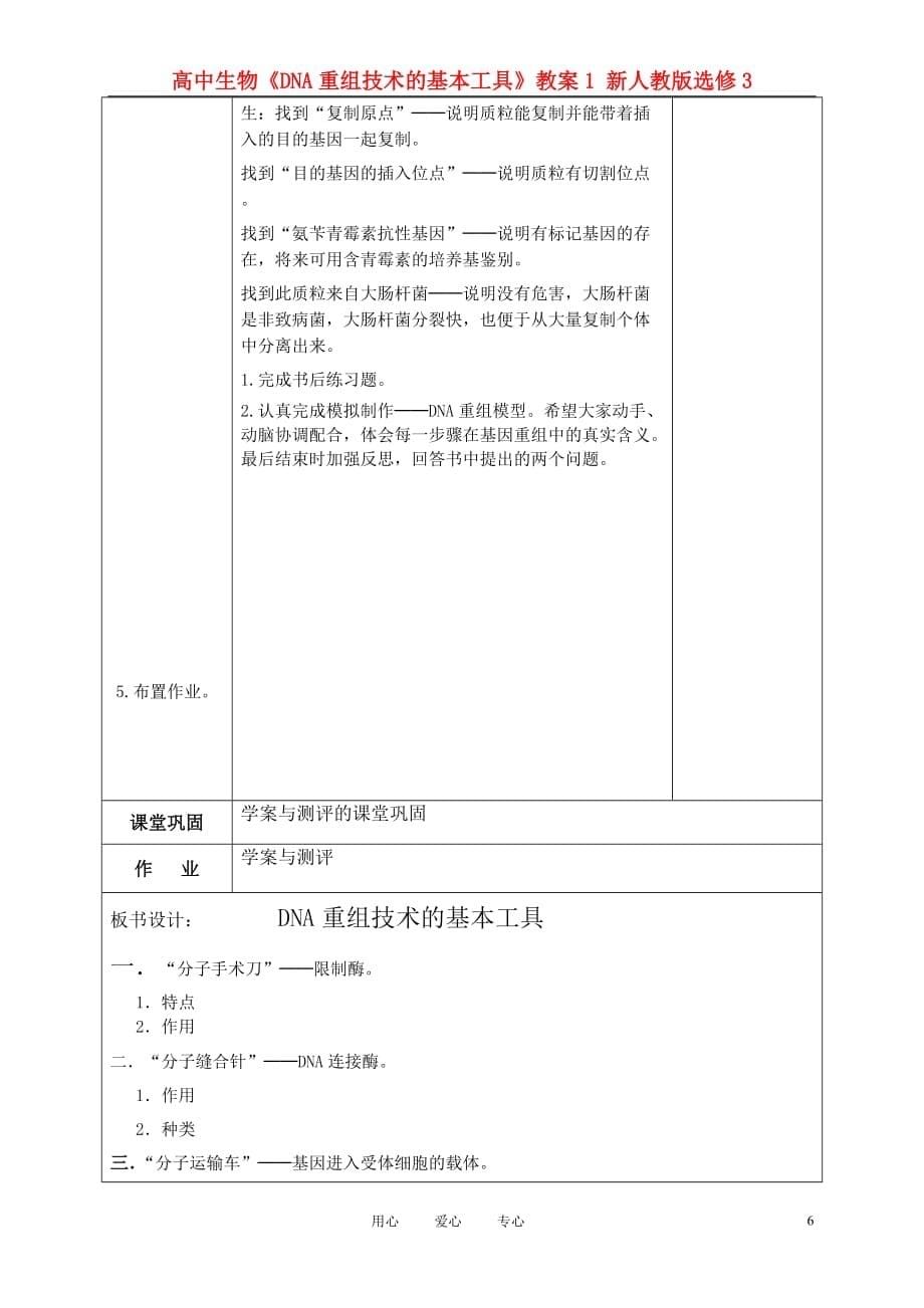 高中生物《DNA重组技术的基本工具》教案1 新人教版选修3.doc_第5页