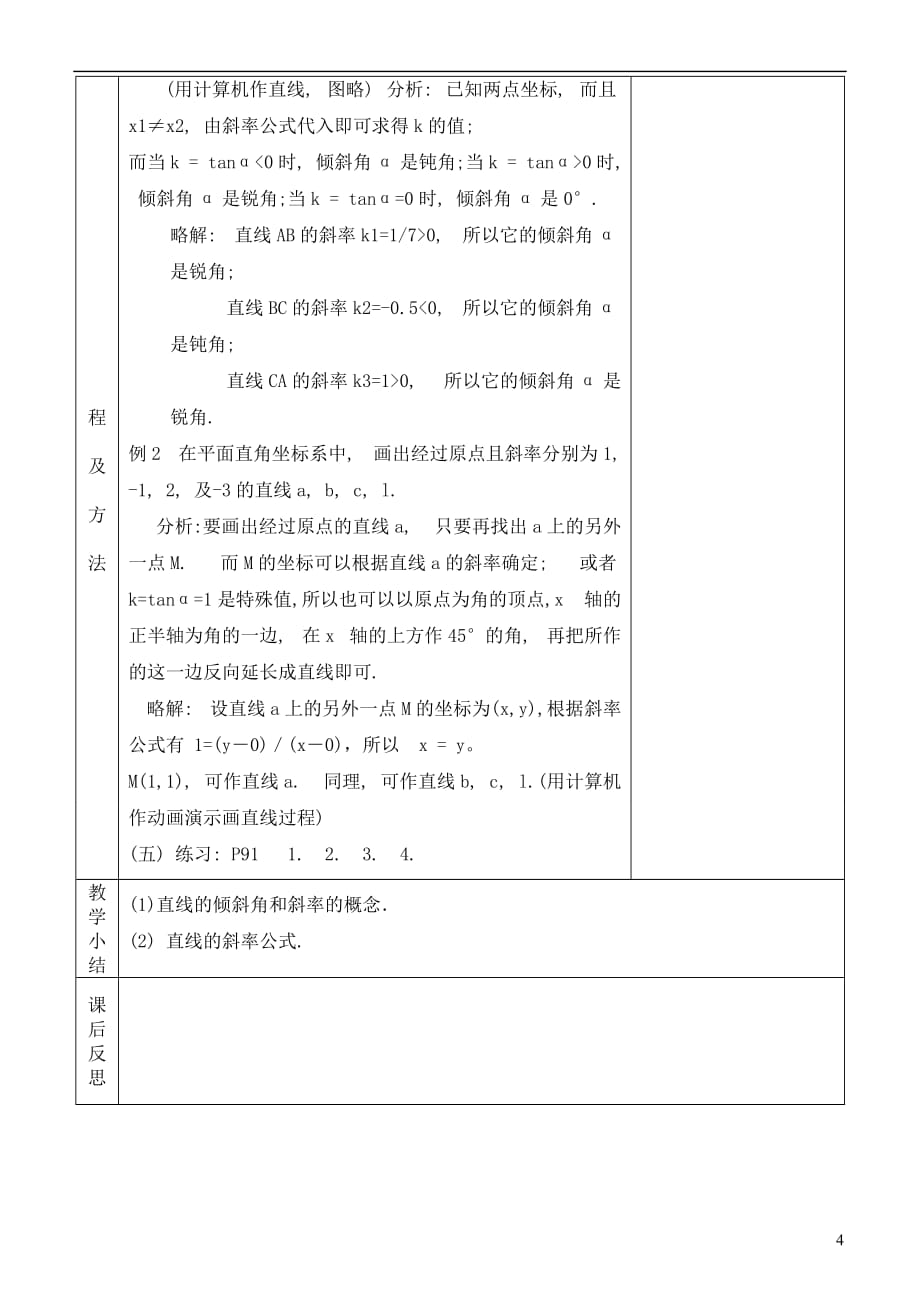 河北省武邑中学高中数学 3.1.1倾斜角与斜率教案教案 新人教A版必修2.doc_第4页