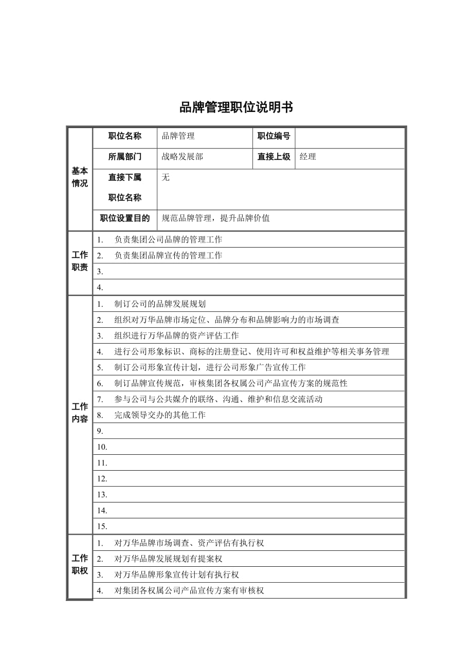 202X年发展战略及职位说明书汇总20_第1页