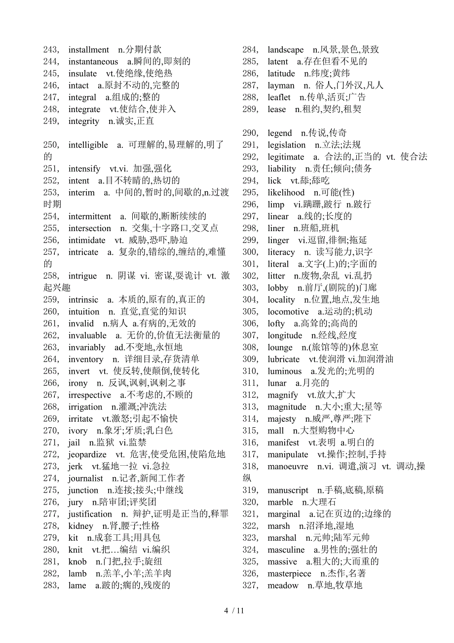 【2019年整理】大学英语六级词汇_第4页