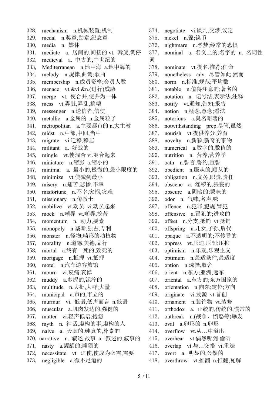 【2019年整理】大学英语六级词汇_第5页