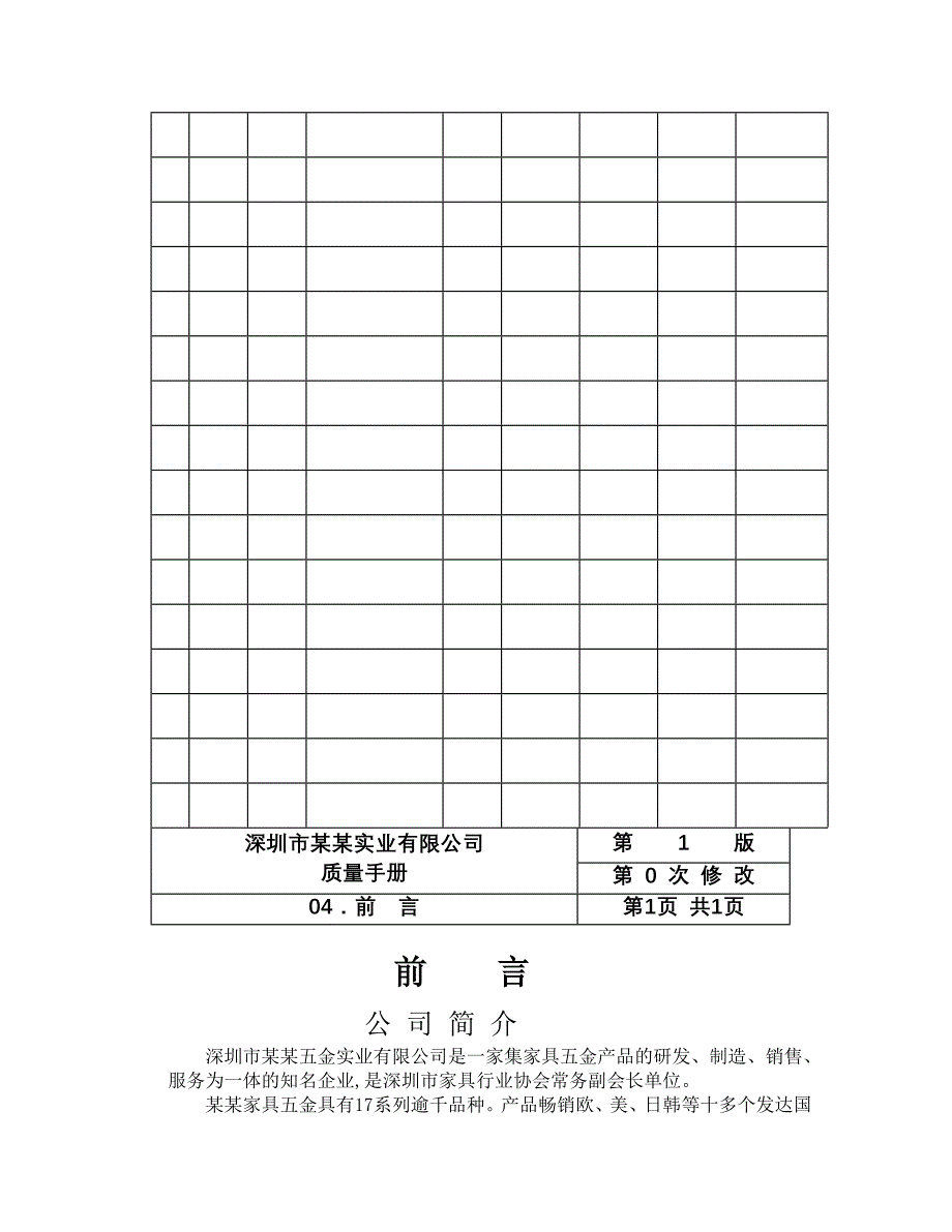 202X年某五金实业有限公司ISO9001：2000质量手册_第4页