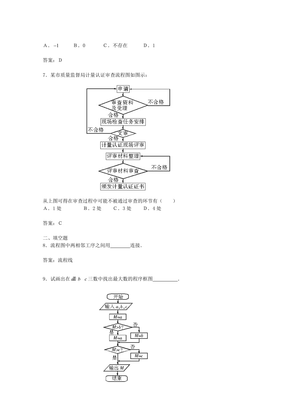 高中数学《框图》同步练习2 新人教B版选修1-2（通用）_第3页