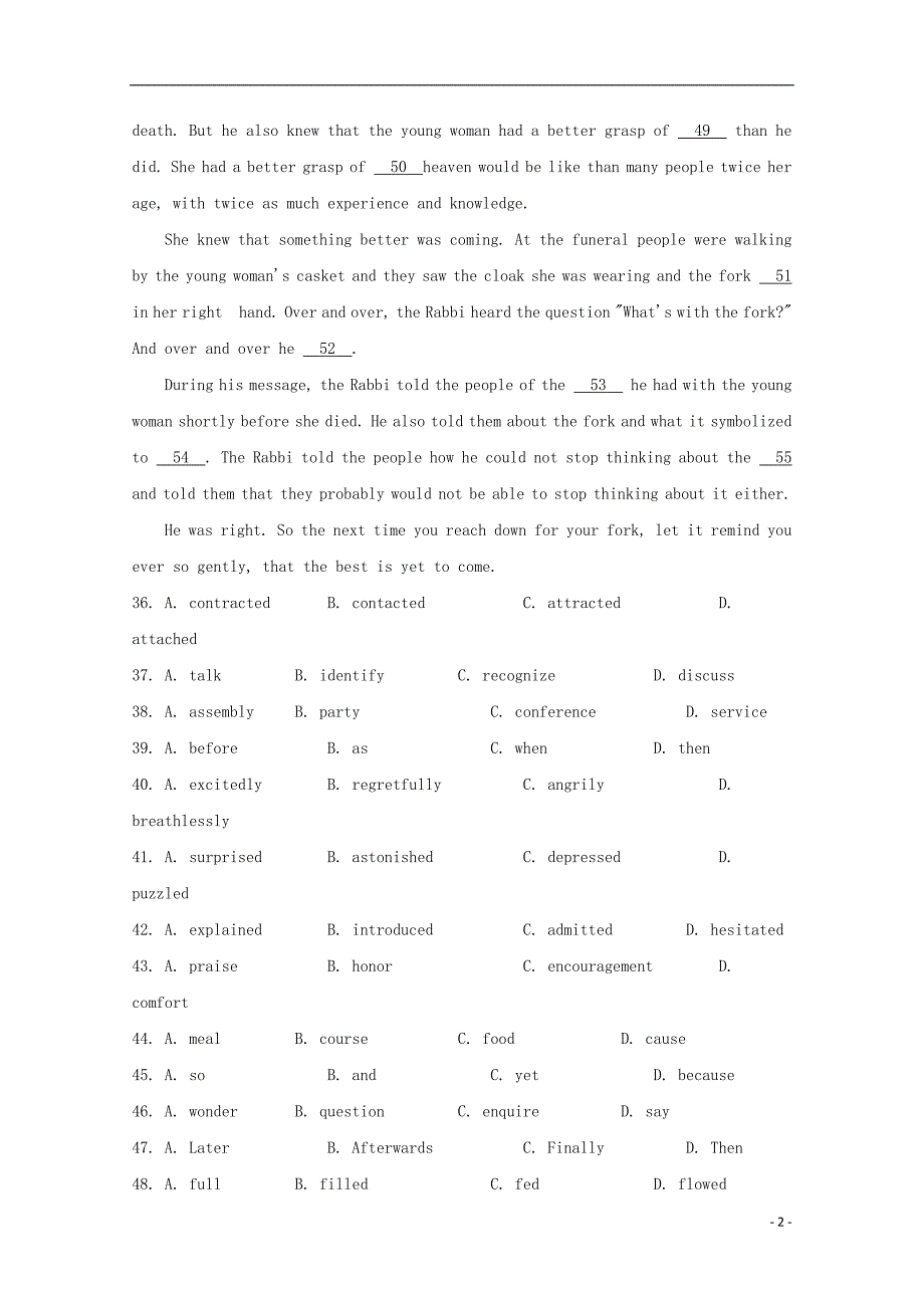 江西省南昌市2014高考英语 完形填空训练（2）.doc_第2页