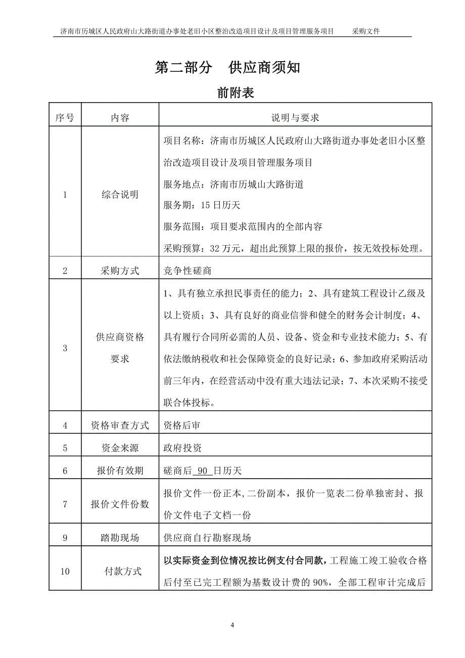 大路街道办事处老旧小区整治改造项目设计及项目管理服务项目招标文件_第5页