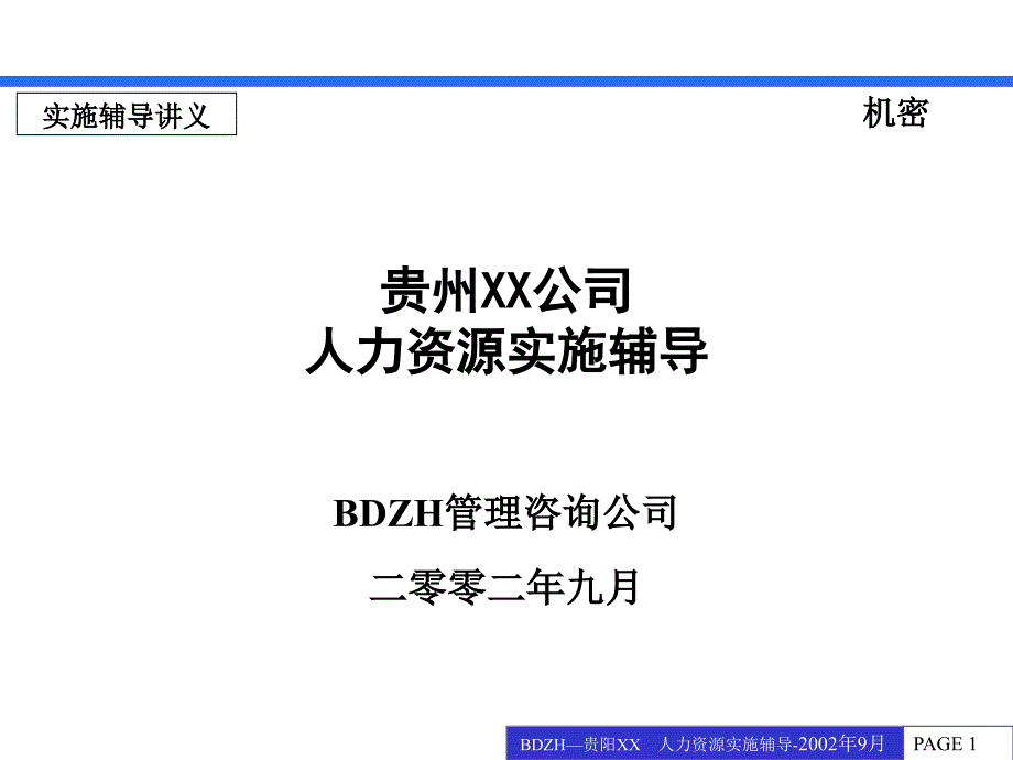 202X年某公司人力资源实施辅导_第1页