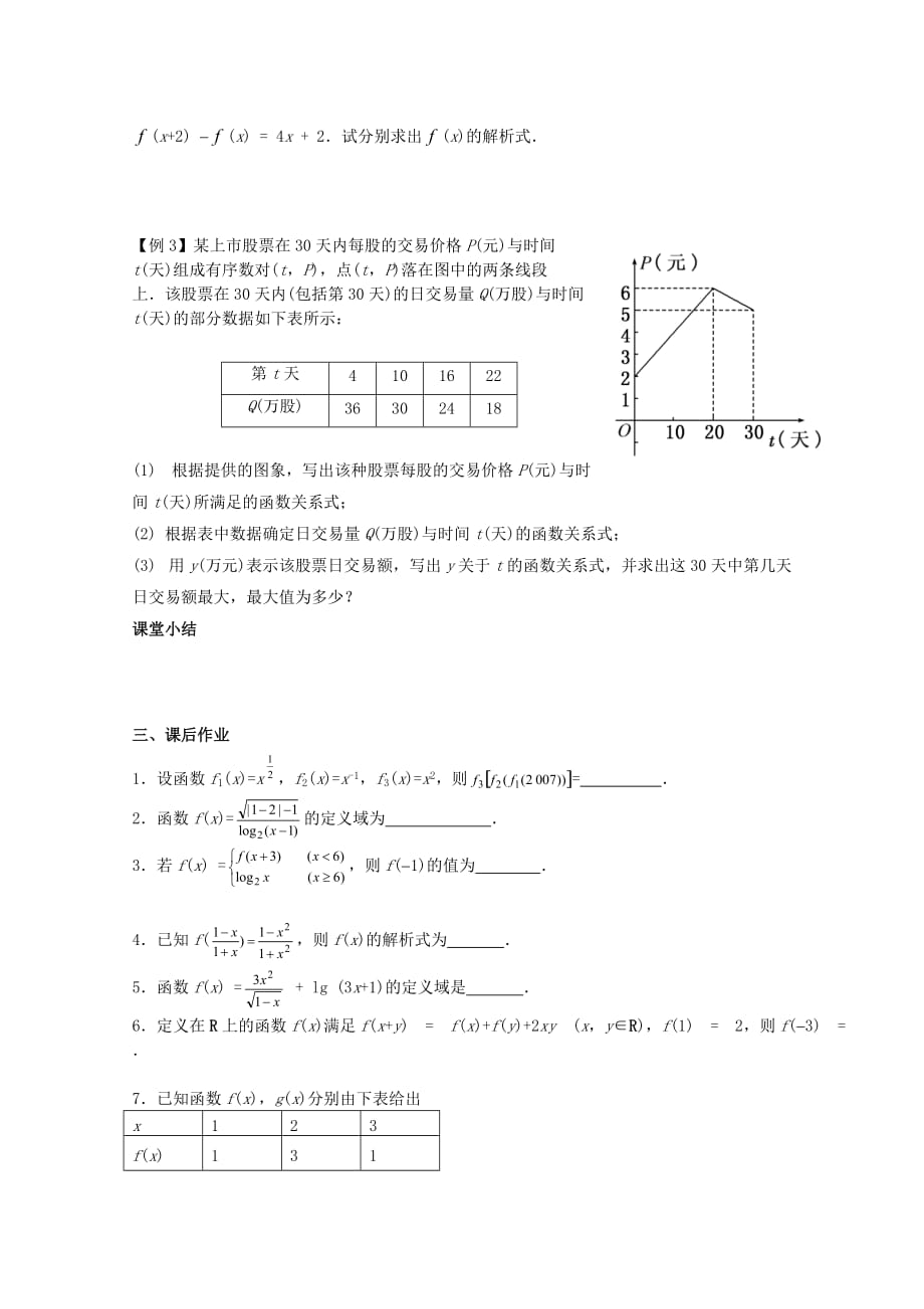 江苏高二数学复习学案+练习4 函数及其表示方法函数的定义域 文（通用）_第2页