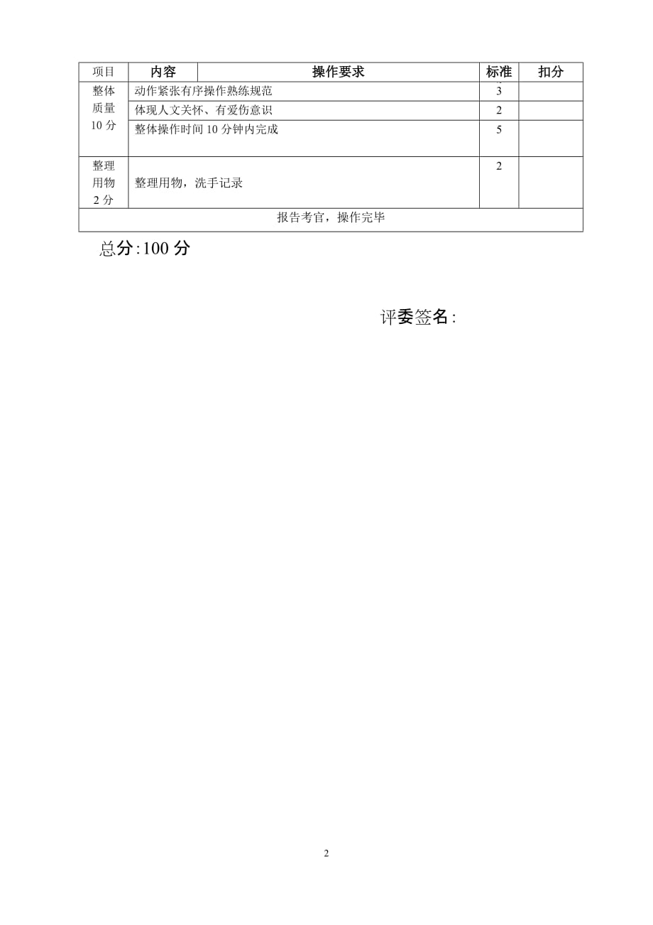 急救止血包扎操作比赛评分表.doc_第2页