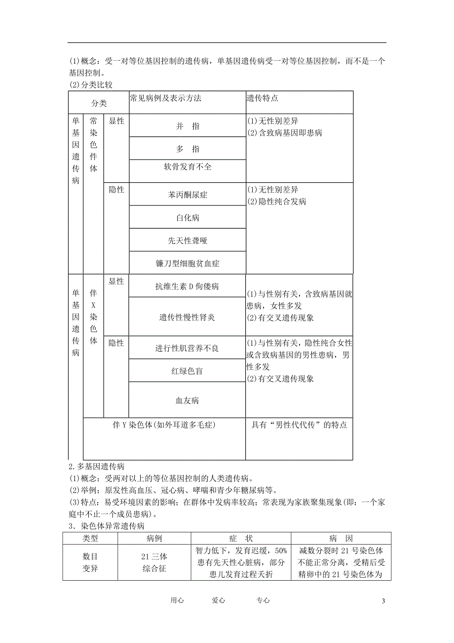 2013届高考生物一轮复习讲义 2.3.2人类遗传病.doc_第3页