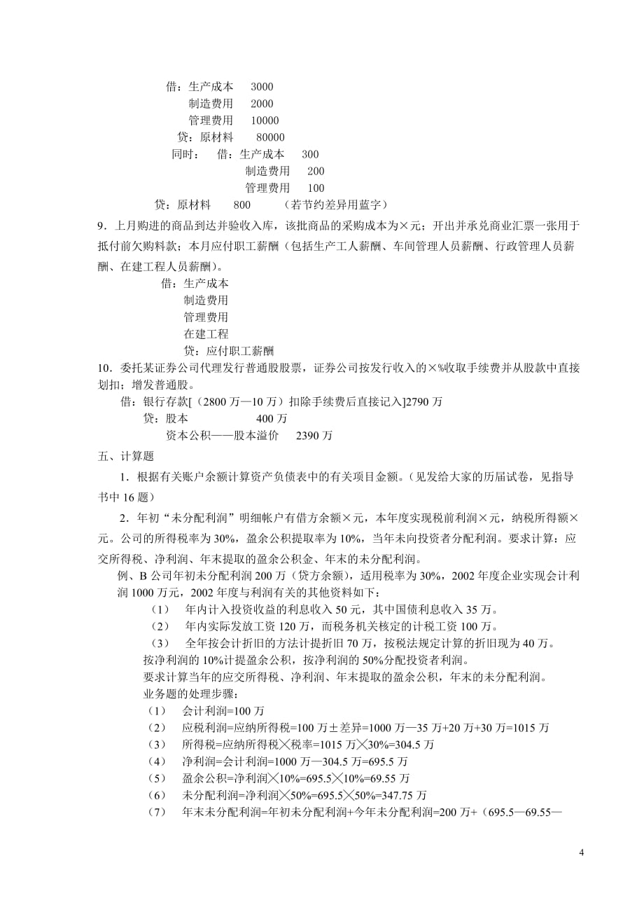 中级财务会计期末复习提要(087开放专科会计学重点内容..._第4页