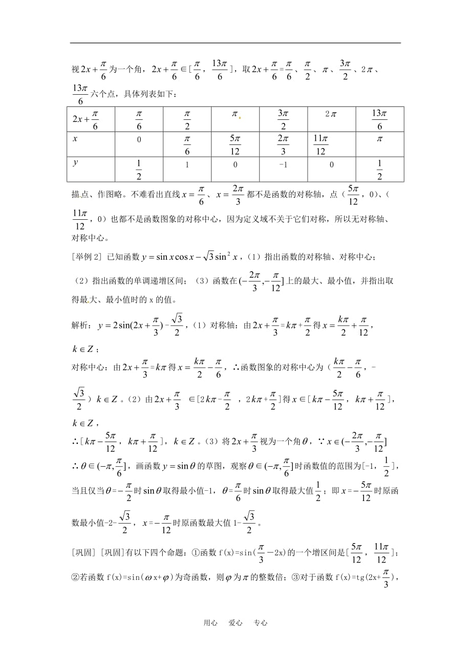 2011届高三数学精品复习之(8)三角函数的图象、性质.doc_第2页