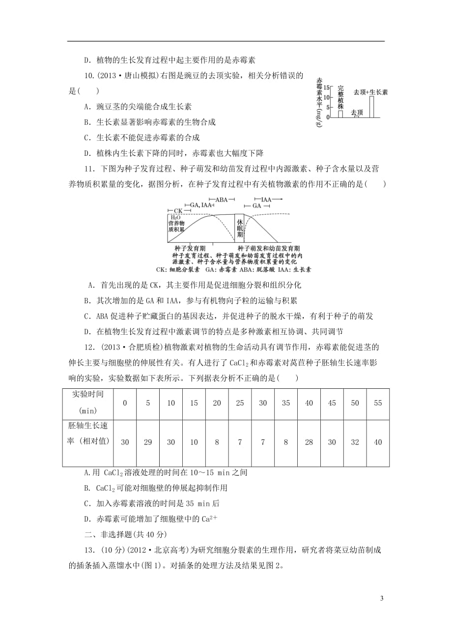 【优化设计】2014年高考生物一轮复习 植物的激素调节限时集训（含解析）新人教版.doc_第3页