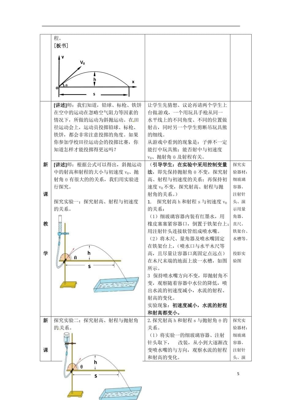 高中物理 1.5《斜抛物体的运动》1教案 粤教版必修2.doc_第5页