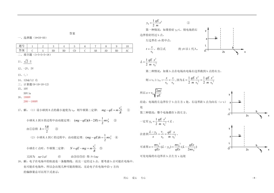 高中物理 电场章节测试题 新人教版选修3-1（高二）.doc_第4页