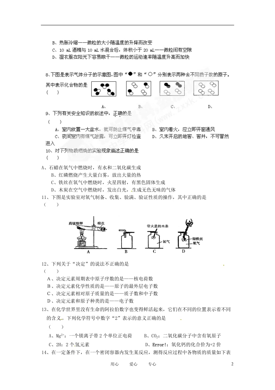 河北省尚西中学2012届九年级化学期中考试试题（无答案） 人教新课标版.doc_第2页