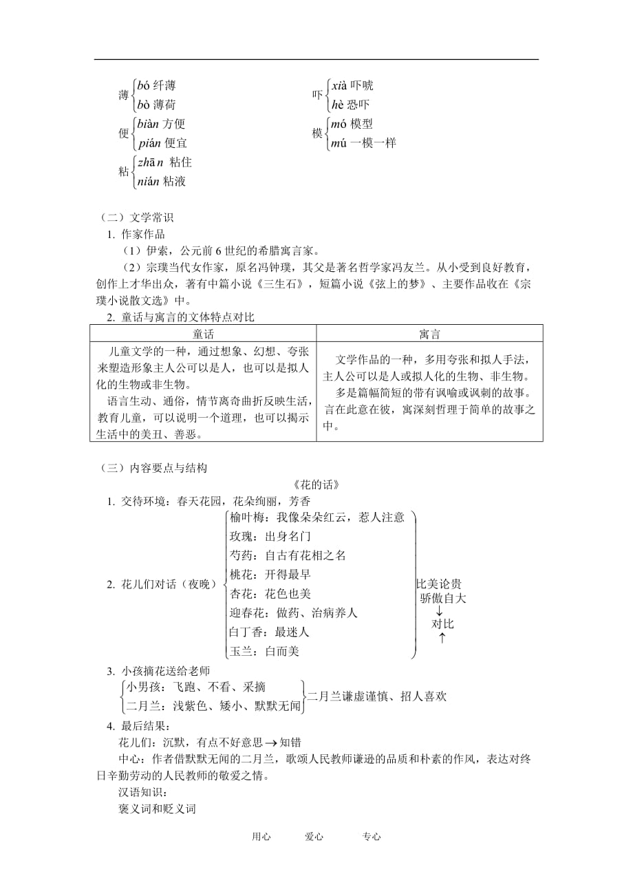 七年级伊索寓言》两则、《花的话》人教四年制版知识精讲.doc_第2页