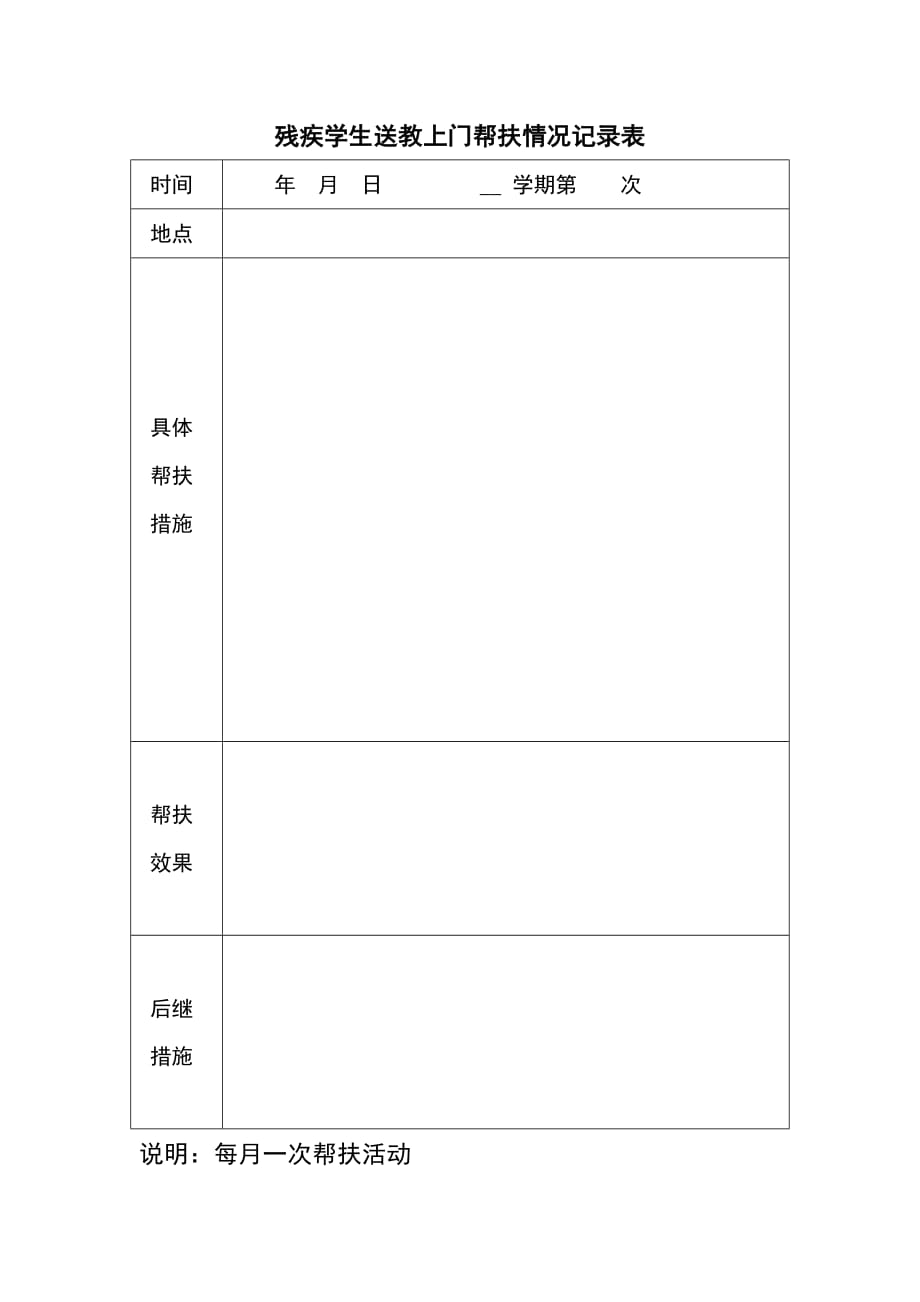 残疾学生送教上门帮扶工作记录簿表_第3页