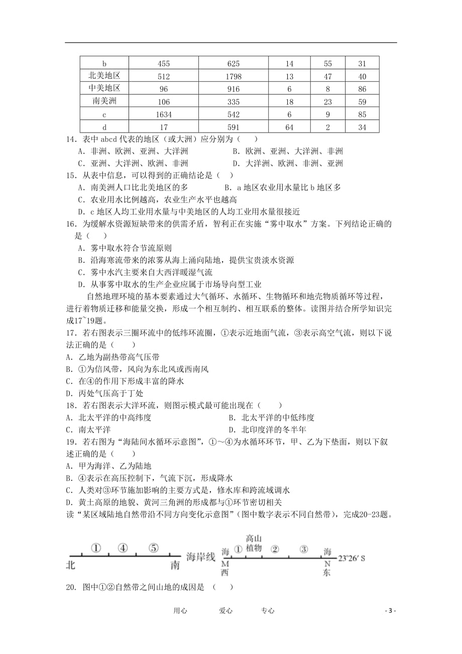 山东省济宁市汶上一中2012届高三地理11月月考试题【会员独享】.doc_第3页