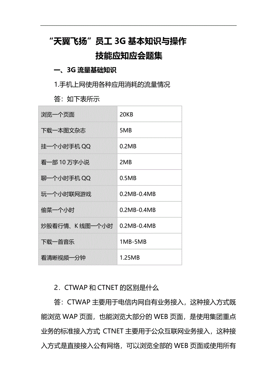 （员工管理）“天翼飞扬”员工3G基本知识与操作技能__第1页