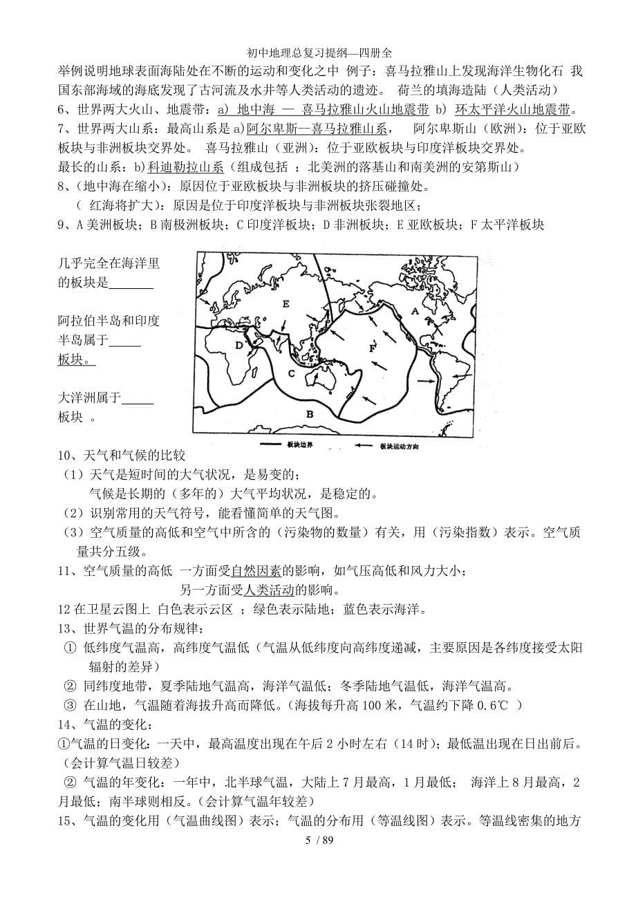 初中地理总复习提纲四册全_第5页