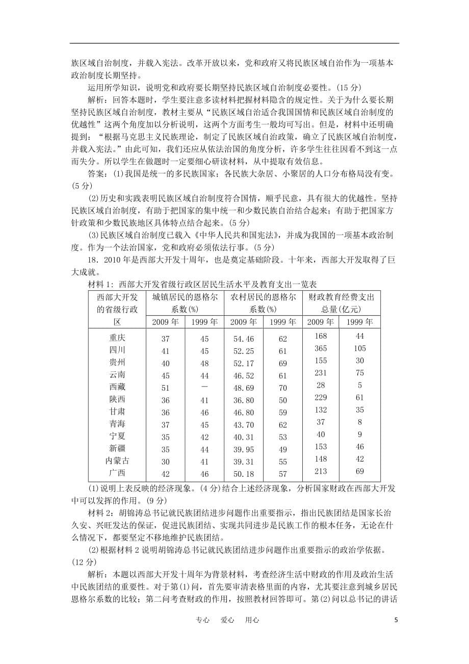 2011届高三政治二轮复习 专题第二部分民主理论常识专题模拟训练 新人教版.doc_第5页