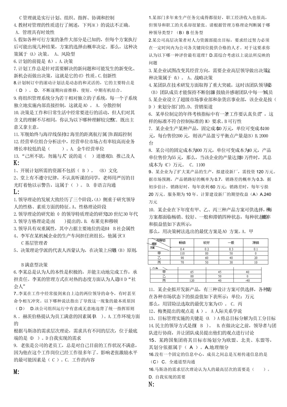精编 电大管理方法与艺术(单选-多选).doc_第2页