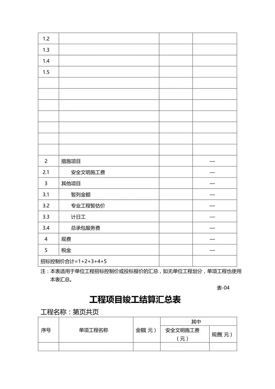 （建筑工程制度及套表）工程量清单编制使用表格精编_第5页