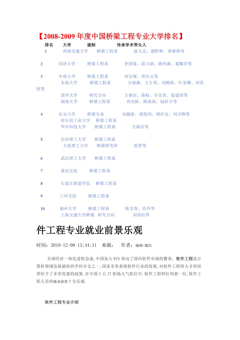 中国桥梁工程专业大学排名.doc_第1页