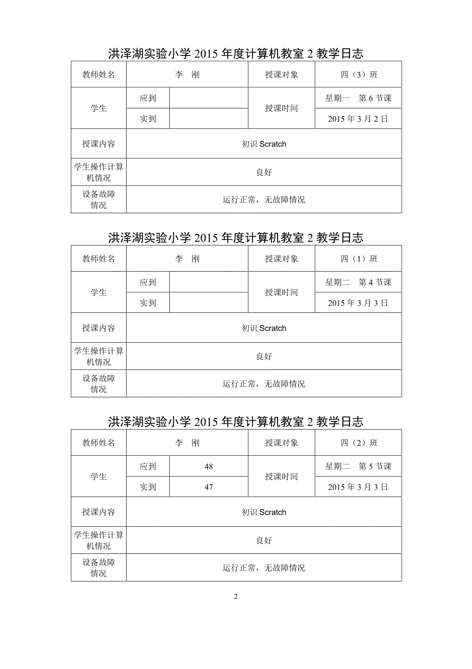 管理信息化中小学信息技术课教学记录与日志表格式_第2页