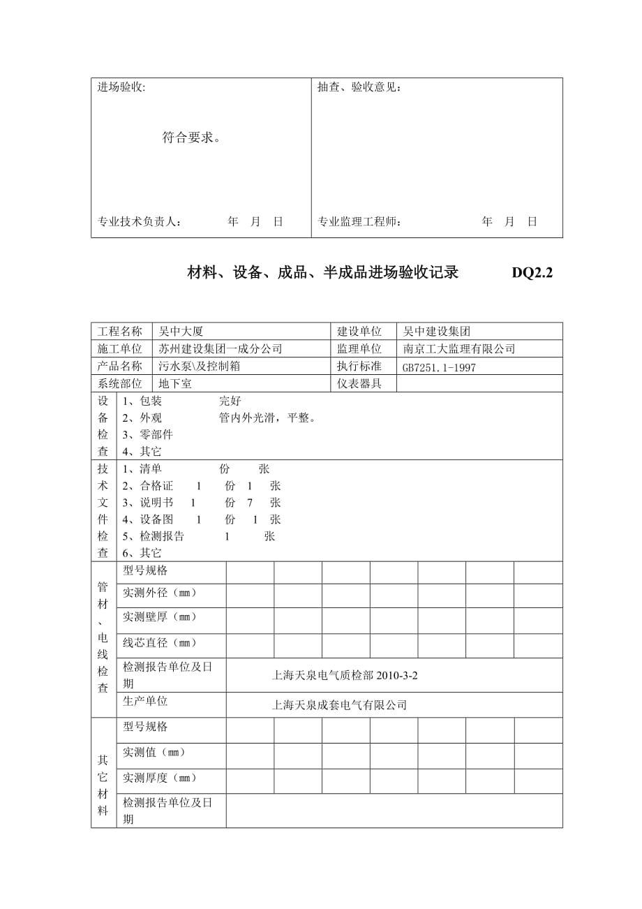 材料、设备、成品、半成品进场验收记录.doc_第2页