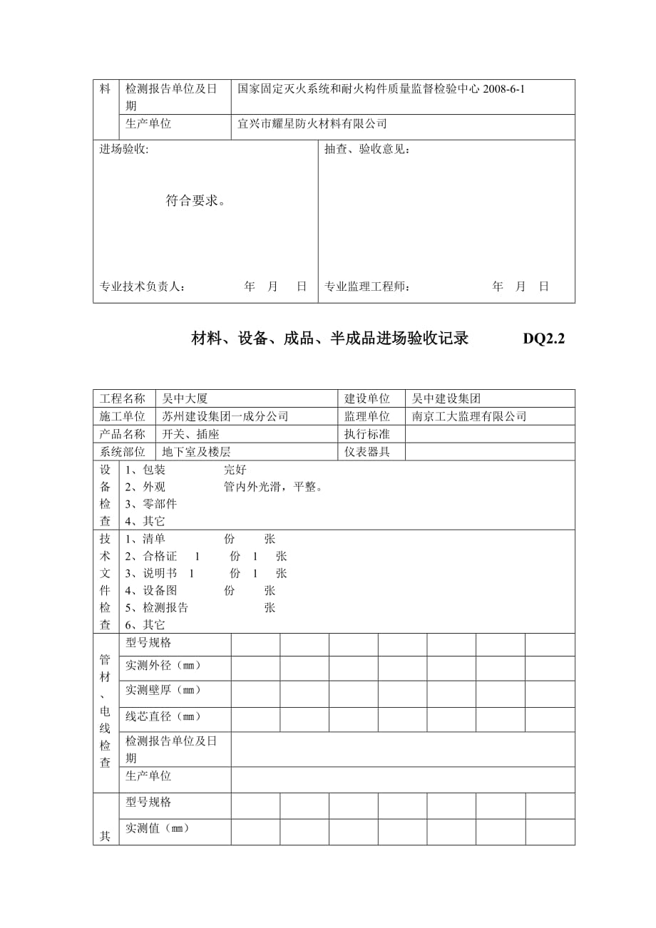 材料、设备、成品、半成品进场验收记录.doc_第4页