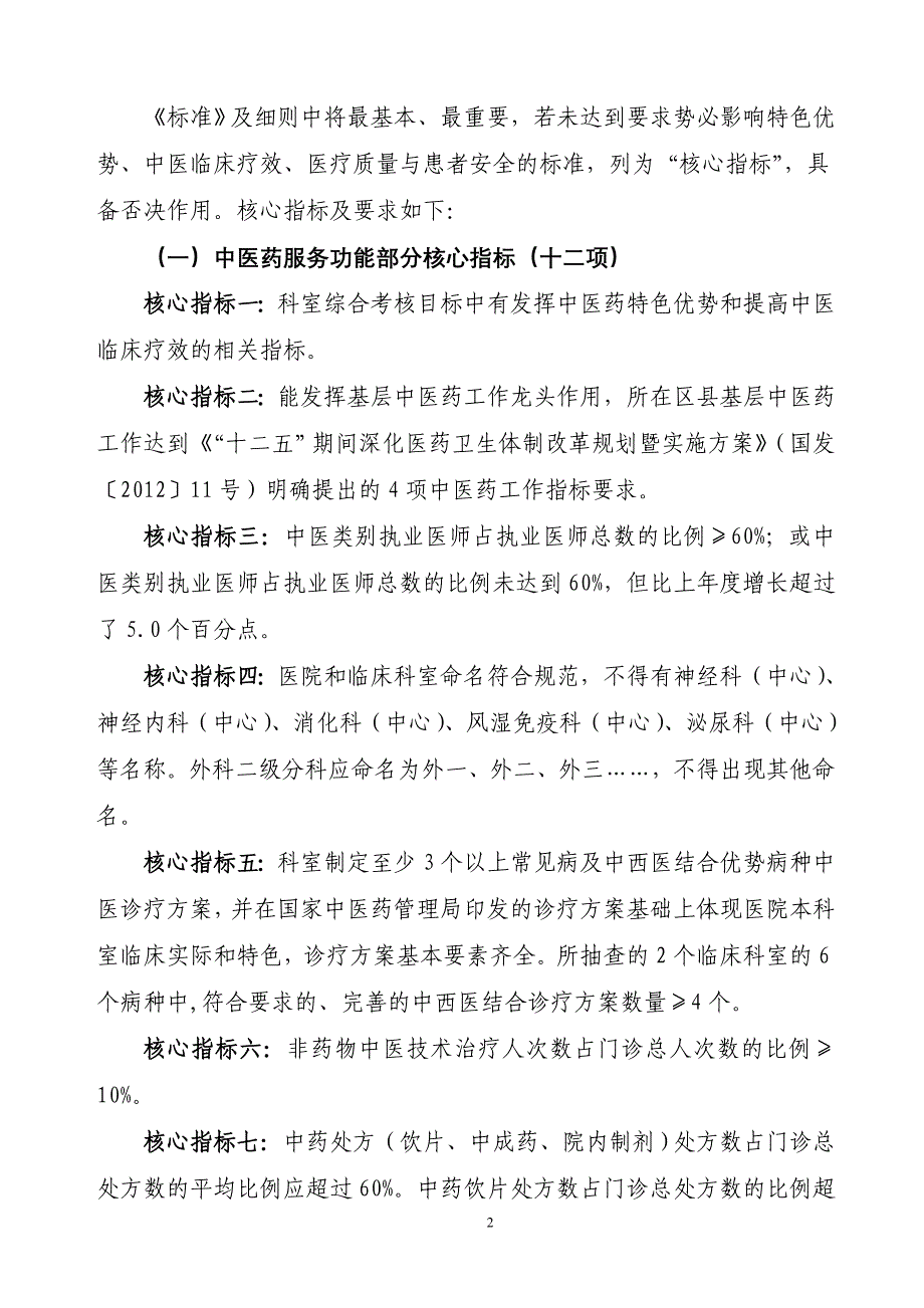 (医疗质量及标准)二级中医医院评审标准实施细则某某某年版)征求意见稿_第2页