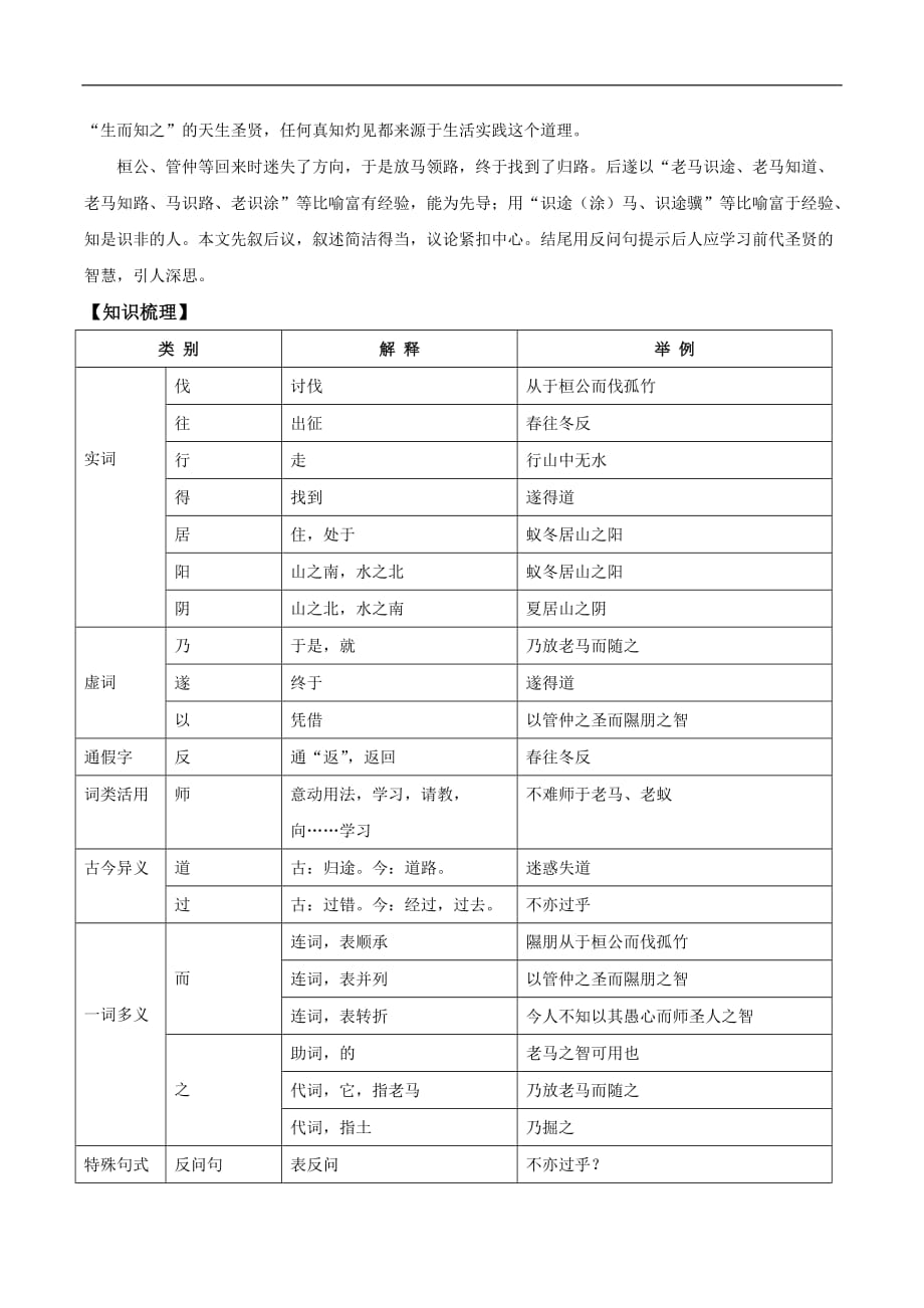 初中语文八年级下册文言文阅读 老马识途（含答案）_第3页
