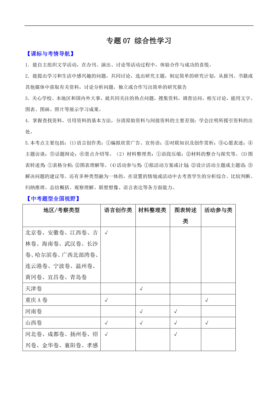 高中语文综合性学习练习题_第1页