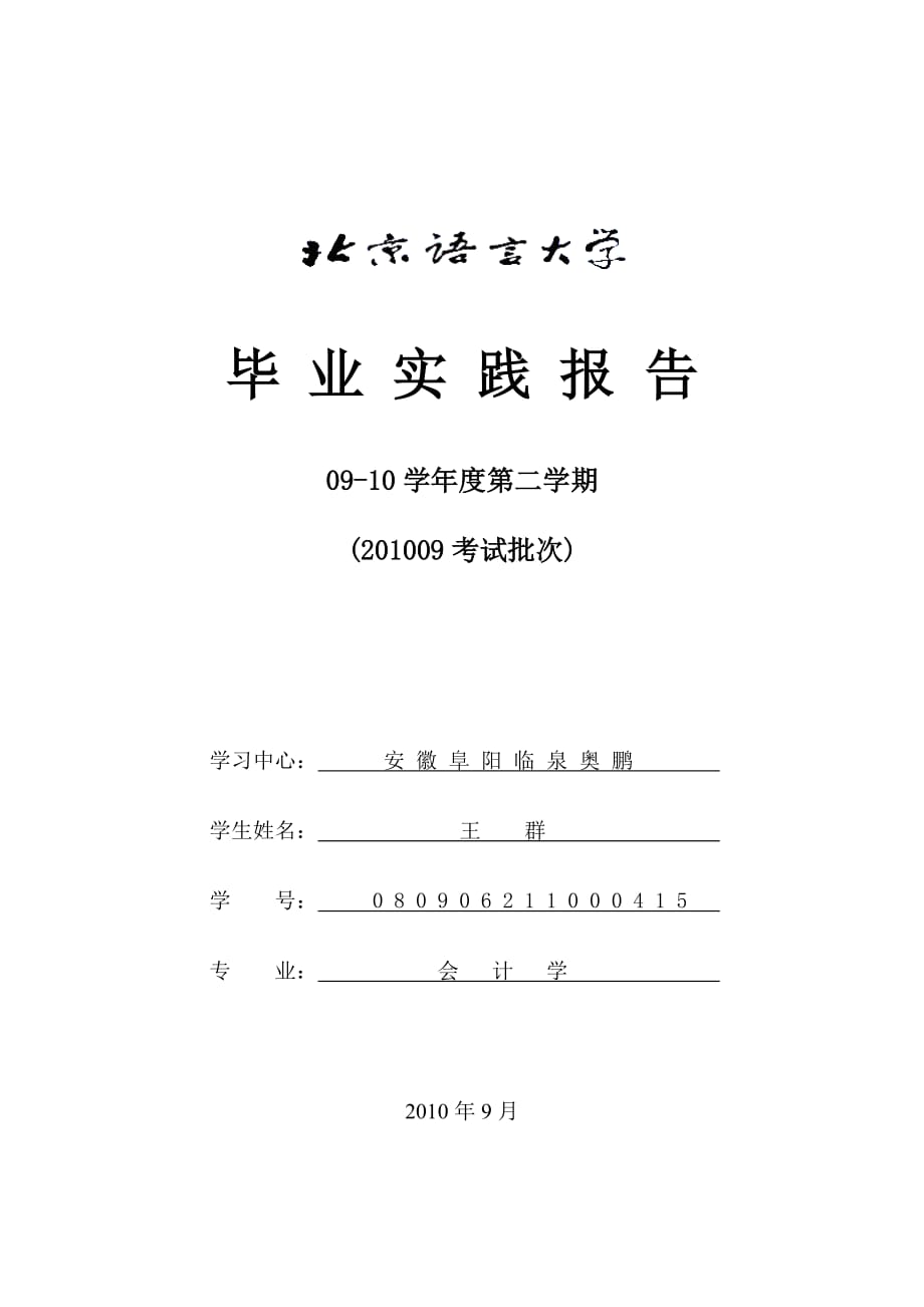 管理信息化临泉县沂鸿皮件公司会计信息化实践报告_第1页