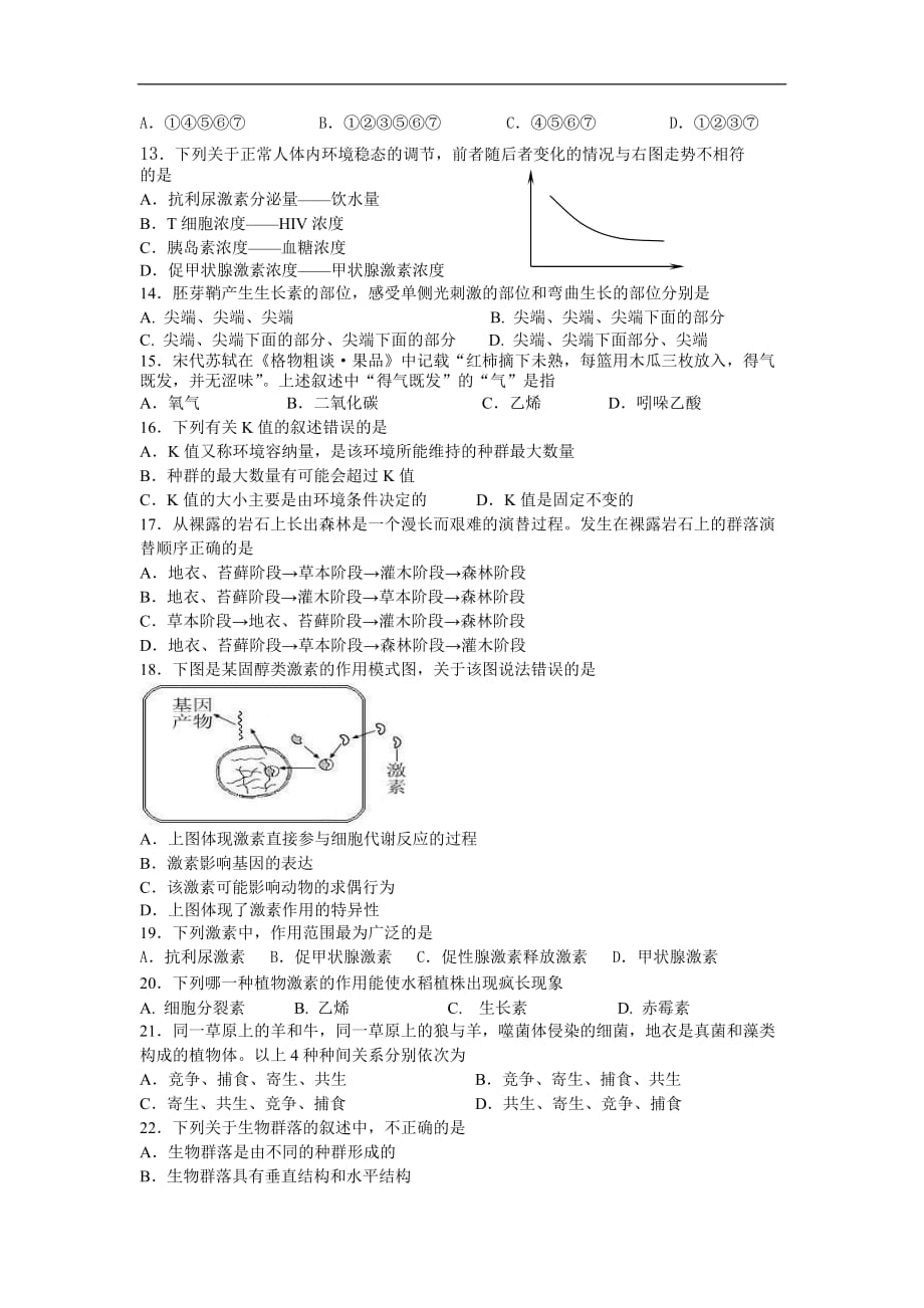 (生物科技)必修三生物期中试题_第2页