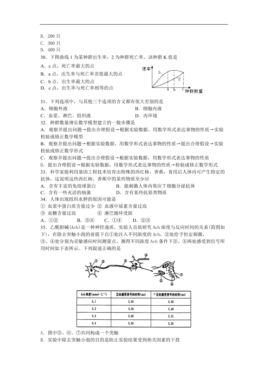 (生物科技)必修三生物期中试题_第4页