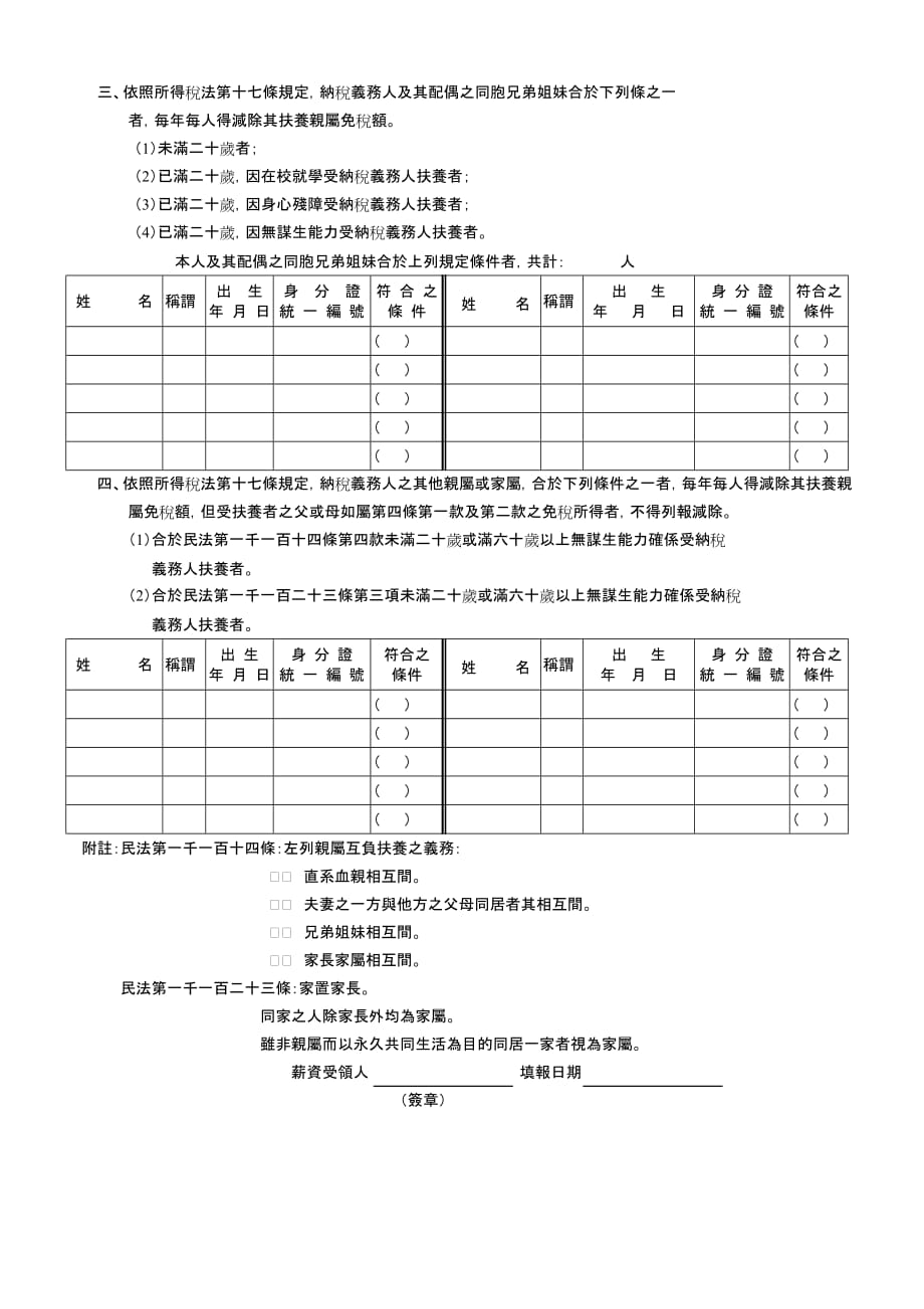 (医疗药品管理)中国医药大学年员工薪资所得受领人免税额申报表_第2页