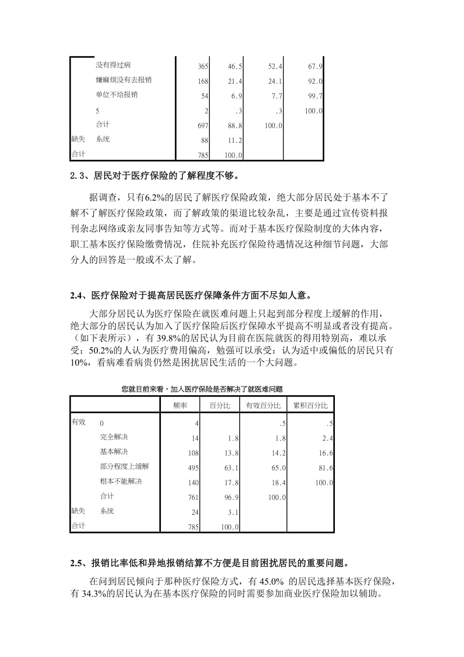 (金融保险)有关城市医疗保险的调查结果分析_第4页